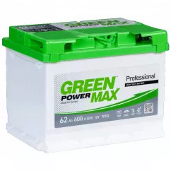 Автомобільний акумулятор GREEN POWER MAX 6СТ-62Ah 600A АзЕ (EN) (000022373) (24438)