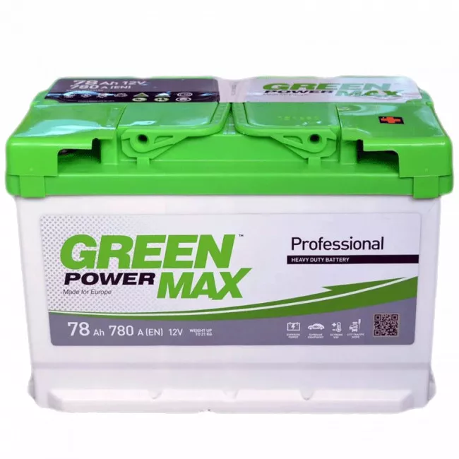 Автомобільний акумулятор GREEN POWER MAX 6СТ-78Ah 780A АзЕ (EN) (000022372) (24440)
