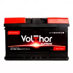 Акумулятор Volthor Supreme 6CT-75Ah (-/+) (301475)