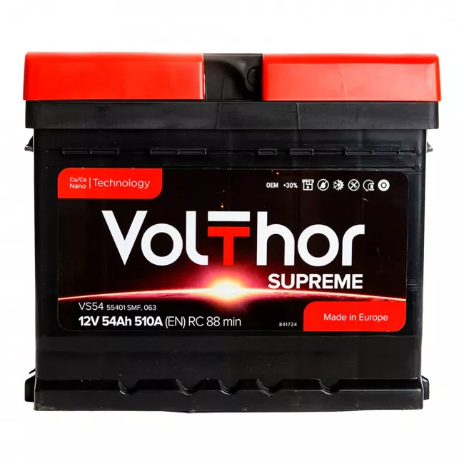 Автомобильный аккумулятор VOLTHOR 6СТ-54 АзЕ Supreme (SMF,ME) (301054)