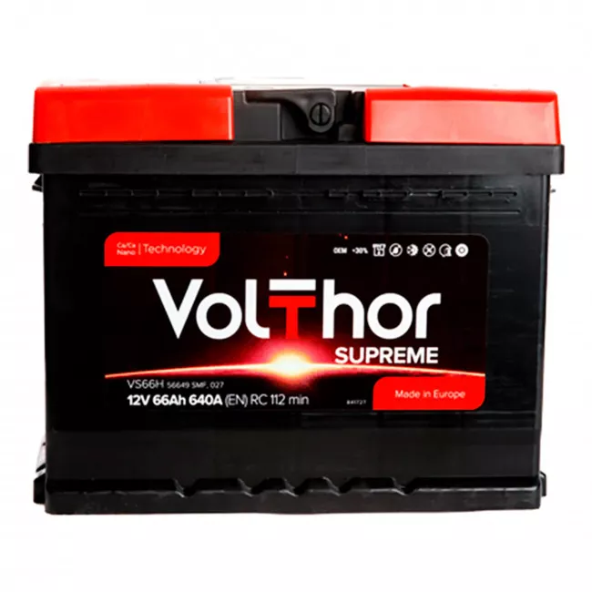 Автомобильный аккумулятор VOLTHOR 6СТ-66 АзЕ Supreme (SMF,ME) (301466) Автомобильный аккумулятор VOLTHOR 6СТ-66 АзЕ Supreme (SMF,ME) (301466)