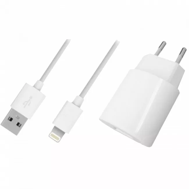 Зарядное сетевое устройство GLOBAL MSH-TR-071 (1USB1A) с кабелем для iPhone 5 (белый) (446382)
