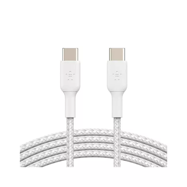 Дата кабель Belkin USB-С - USB-С, BRAIDED, 1m white (CAB004BT1MWH)