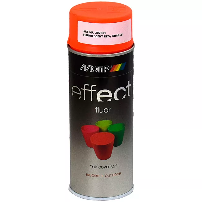 Емаль аерозольна флуоресцентна Motip Deco Effect червоно-жовтогаряча 400 мл (302301) Емаль аерозольна флуоресцентна Motip Deco Effect червоно-жовтогаряча 400 мл (302301)