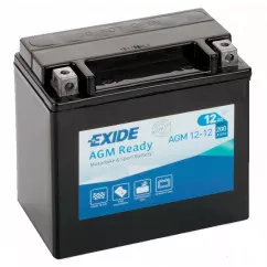 Мото аккумулятор залитый и заряженный EXIDE AGM 12Ah Аз 200A (AGM12-12)