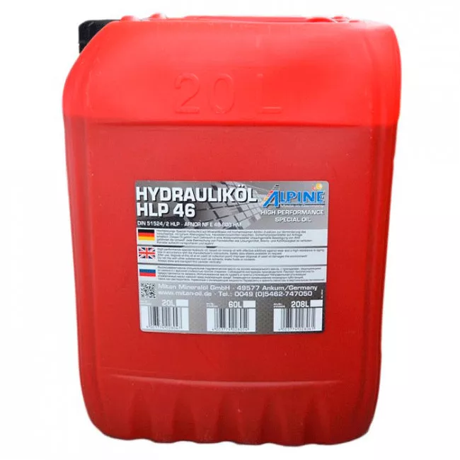 Индустриальное гидравлическое масло Alpine Hydraulikol HLP46 20л (0845-20) (23720)
