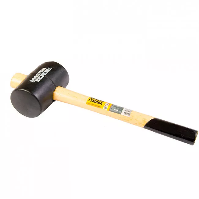 Киянка Mastertool - 340 г х 55 мм, чорна гума, ручка дерев'яна(02-0301) Киянка Mastertool - 340 г х 55 мм, чорна гума, ручка дерев'яна(02-0301)