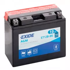 Мото аккумулятор EXIDE AGM 6СТ-10Ah Аз 12В 160А (EN) ET12B-BS (98019)