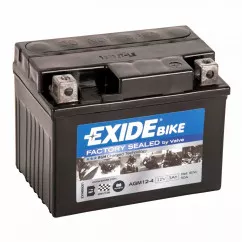 Мото аккумулятор залитый и заряженный EXIDE AGM 3Ah АзЕ 50A (AGM12-4)