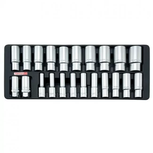 Набор длинных головок Toptul 1/2" 8-32мм 22шт (GAAT2202) Набор длинных головок Toptul 1/2" 8-32мм 22шт (GAAT2202)
