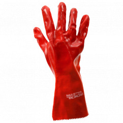 Перчатки кислотостойкие MASTER TOOL х/б трикотаж, полноеПВХ покрытие, манжет крага(красные)350мм,10,5" (83-0502)