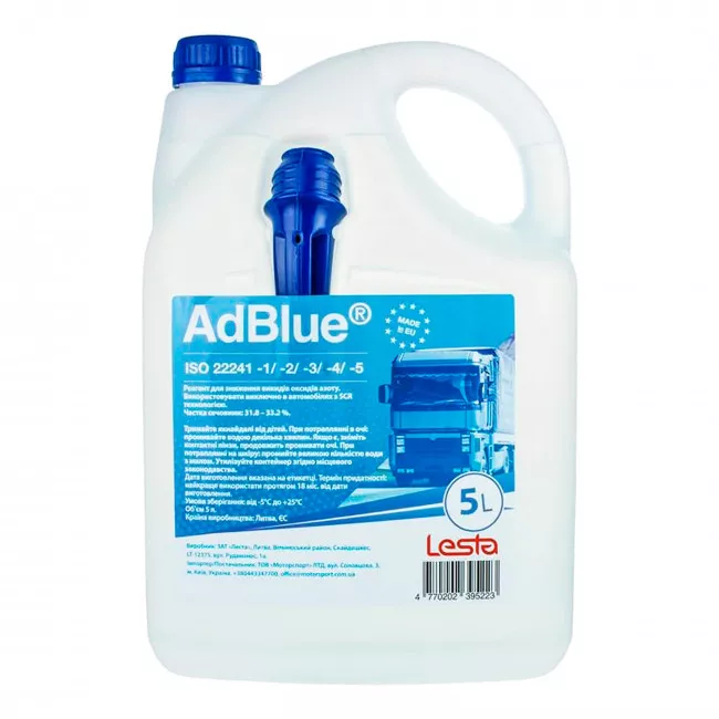 Жидкость AdBlue Lesta для снижения выбросов оксидов азота 5л (395223)