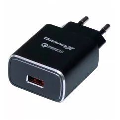 Сетевое зарядное устройство Grand-X QС3.0 (3xUSB 1.5A/2A/3A) Black (CH-750B)