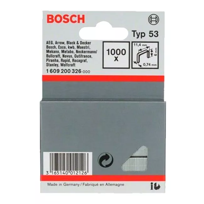 Скобы Bosch тип 53, 6 мм, 1000 шт. (1609200326)