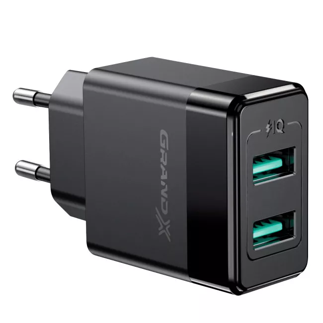 Зарядний пристрій Grand-X 2USB 5V 2,4A із захистом від навантаження (CH-50) Зарядний пристрій Grand-X 2USB 5V 2,4A із захистом від навантаження (CH-50)