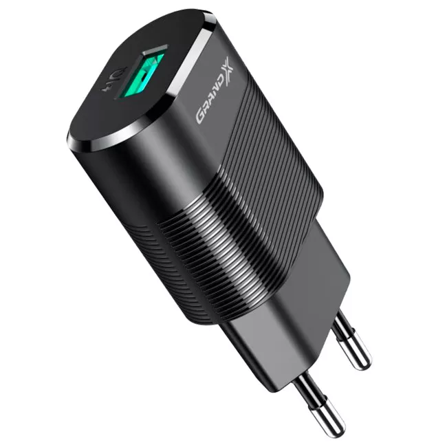 Зарядний пристрій Grand-X USB 5V 2,1A із захистом від навантаження (CH-17)