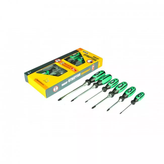 Набор отверток усиленных MASTER TOOL 6 шт (PH 0*75; 1*80, 2*100, SL 4*100, 6*125, 8*150) (40-1152)