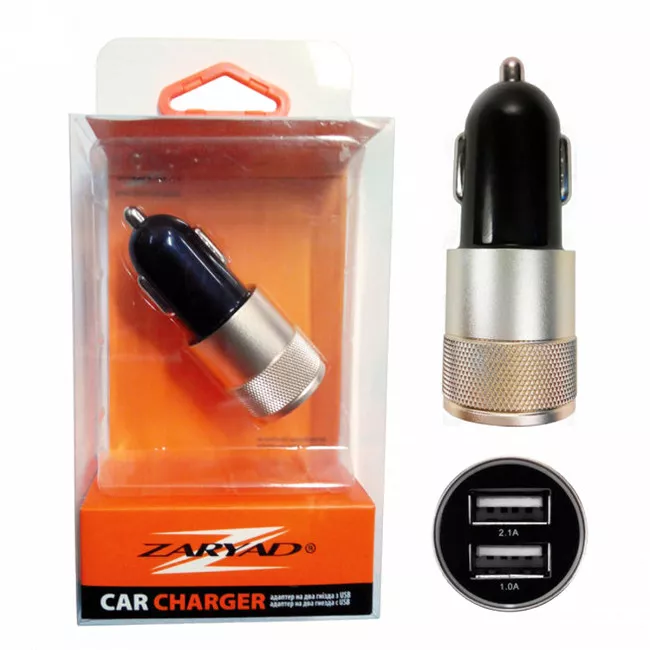 Автомобильное зарядное устройство ZARYAD черно-золотое 2USB AZU06 (625740) Автомобильное зарядное устройство ZARYAD черно-золотое 2USB AZU06 (625740)