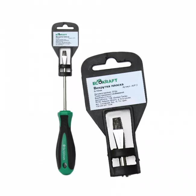 220632/AVP 12 ECOKRAFT Отвертка плоская 6.5 x 100 мм 220632/AVP 12 ECOKRAFT Отвертка плоская 6.5 x 100 мм