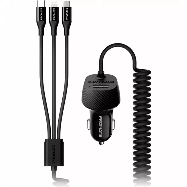 Автомобільний зарядний пристрій Promate Voltrip-Uni Black