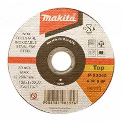 Абразивный отрезной диск Makita 125x1мм для нержавеющей стали (P-53045)