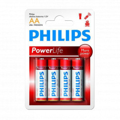 Батарейка PHILIPS лужная цилиндрическая тип АА POWER ALKALINE (в блист. - 4 шт) (LR6P4B/10)