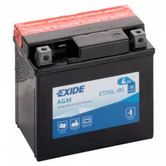 Акумулятор EXIDE AGM 6СТ-4Ah (-/+) (ETX5L-B)