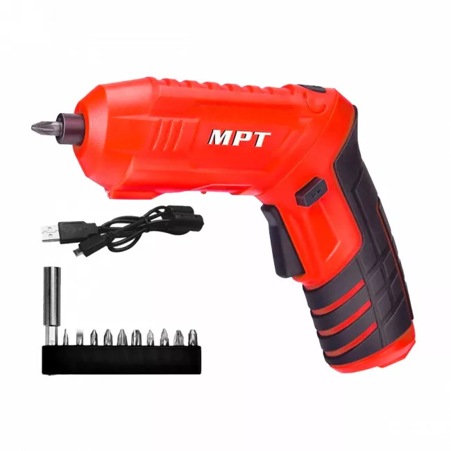 Аккумуляторная отвертка MPT поворотная + насадки 10 шт (MCSD4006.1)