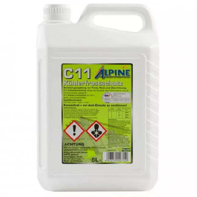 Антифриз Alpine Кuhlerfrostschutz G11 -80°C зеленый 5л (1145G-5) (25001)