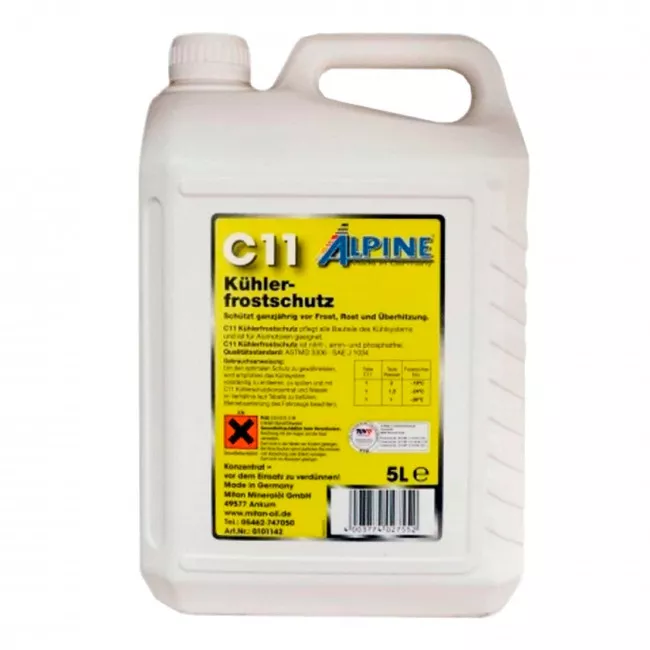 Антифриз Alpine Kuhlerfrostschutz G11 -80°C желтый 5л (1145Y-5) (23712)