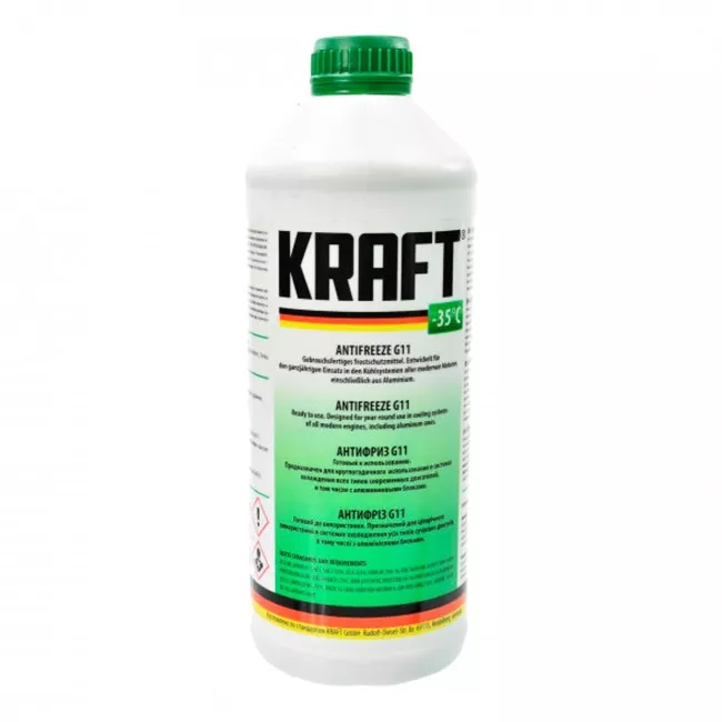 Антифриз Kraft G11 -35°C зеленый 1,5л (394332) (KF120) Антифриз Kraft G11 -35°C зеленый 1,5л (394332) (KF120)