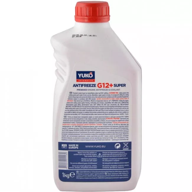 Антифриз Yuko Super G12+ -40°C червоний 1л (4820070244489)