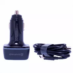Автомобільний зарядний пристрій ZARYAD (чорний, 3USB, +кабель Lightining) (AZU-L1) (687894)