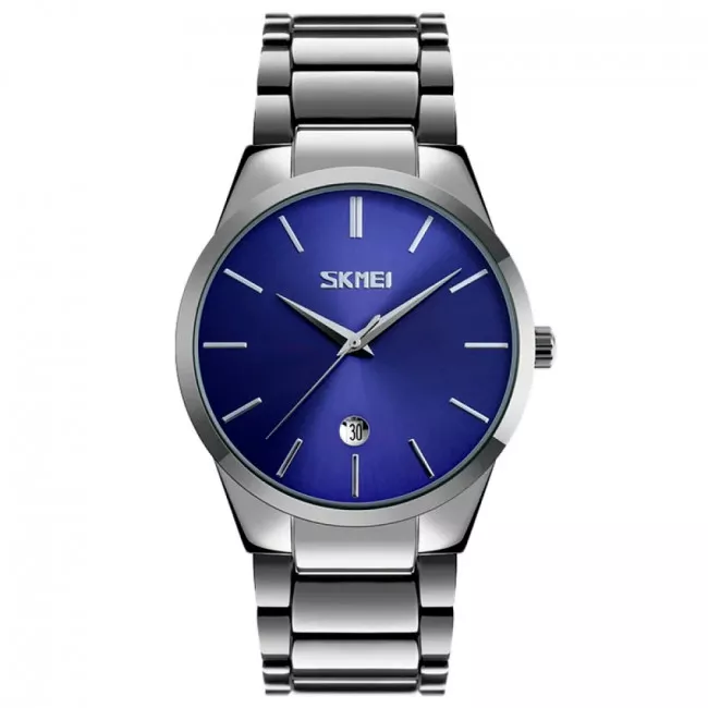 Часы кварцевые Skmei 9140, синие-стальные, в металлическом боксе (175-1085_blue_sil_bm) Часы кварцевые Skmei 9140, синие-стальные, в металлическом боксе (175-1085_blue_sil_bm)