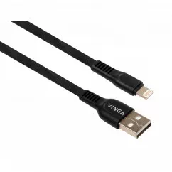 Дата кабель Vinga USB 2.0 AM to Lightning 1.0m flat art TPE back (VCPDCLFTPE1BK)