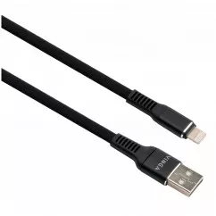 Дата кабель Vinga USB 2.0 AM to Lightning 1.0m flat nylon black (VCPDCLFNB1BK)