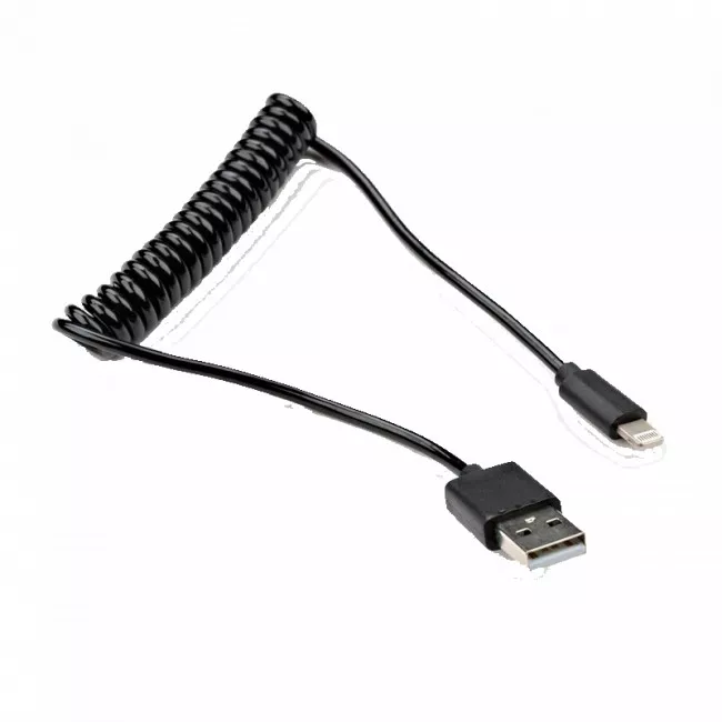 Дата кабель Vinga USB 2.0 AM to Lightning Spring 1m black (VCPDCLS1BK)