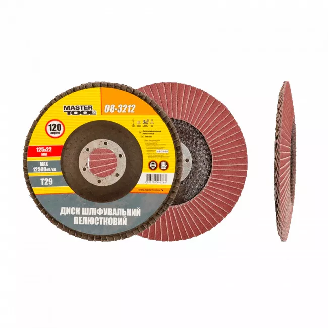Диск шлифовальный лепестковый конусный Т29 зерно 120 125*22 мм MASTER TOOL (08-3212) Диск шлифовальный лепестковый конусный Т29 зерно 120 125*22 мм MASTER TOOL (08-3212)