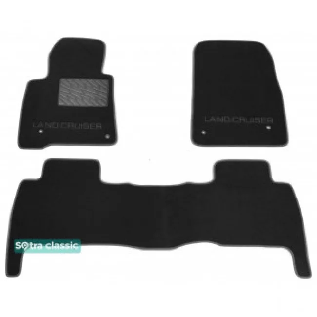 Двухслойные коврики Sotra Classic 7mm Black для Toyota Land Cruiser (1-2 ряд)(J200) 2007-2012