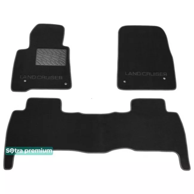 Двухслойные коврики Sotra Premium 10mm Black для Toyota Land Cruiser (1-2 ряд)(J200) 2007-2012