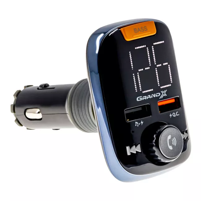 FM-трансмиттер Grand-X 97GRX Bluetooth V5.0, MicroSD, 2USB QuickCharge 3.0 + 1А, hands free