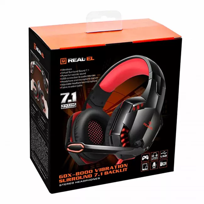 Гарнітура REAL-EL GDX-8000 Black/Red (EL124100017)