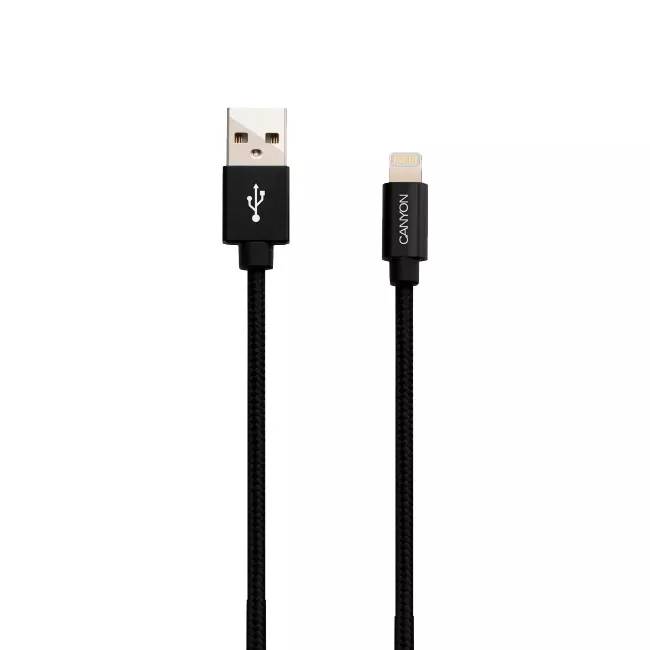 Кабель Canyon USB - Lightning 0.96м, Black (CNS-MFIC3B) в оплетке Кабель Canyon USB - Lightning 0.96м, Black (CNS-MFIC3B) в оплетке