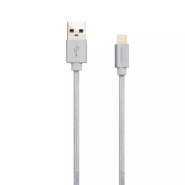 Кабель Canyon USB - Lightning 0.96м, White (CNS-MFIC3PW) в оплетке