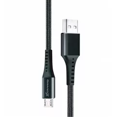 Кабель Grand-X USB-micro USB 3A, 1.2m, Fast Сharge, Black толст.нейлон оплетка, премиум BOX (FM-12B)