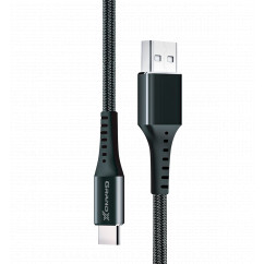 Кабель Grand-X USB-type C 3A, 1.2m, Fast Сharge, Black толст.нейлон оплетка, премиум BOX (FC-12B)