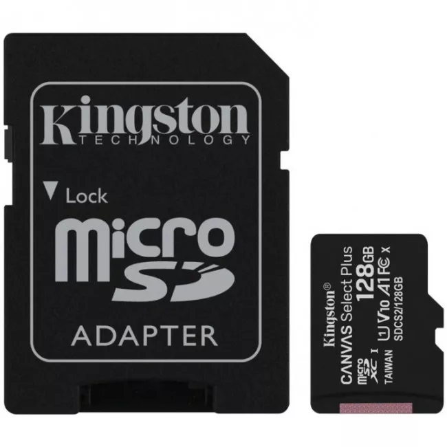 Карта пам'яті Kingston MicroSDXC 128GB UHS-I Class 10 Canvas Select Plus R100MB/s + SD-адаптер (SDCS2/128GB)