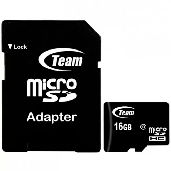 Карта памяти TEAM MicroSDHC 16GB + SD-adapter (TUSDH16GCL10U03)