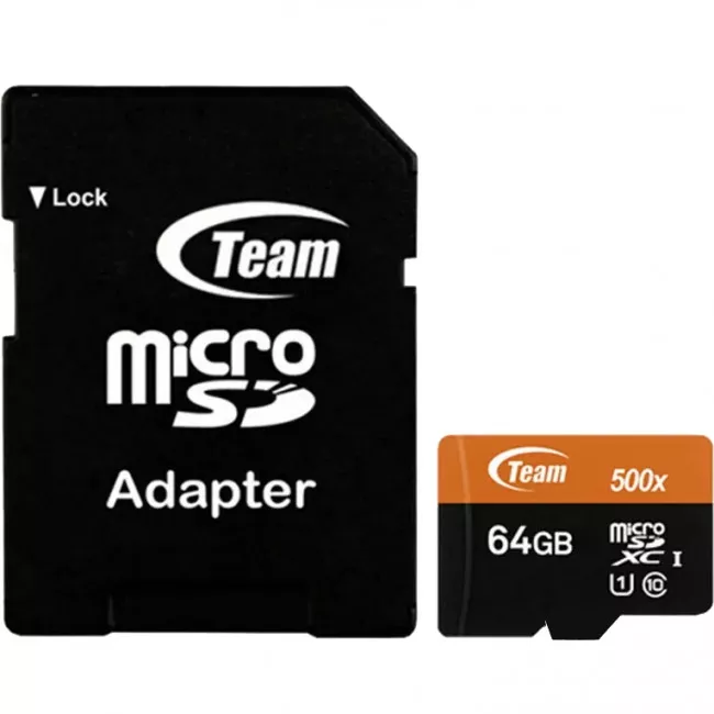 Карта пам'яті TEAM MicroSDHC 64GB + SD-adapter (TUSDX64GUHS03)