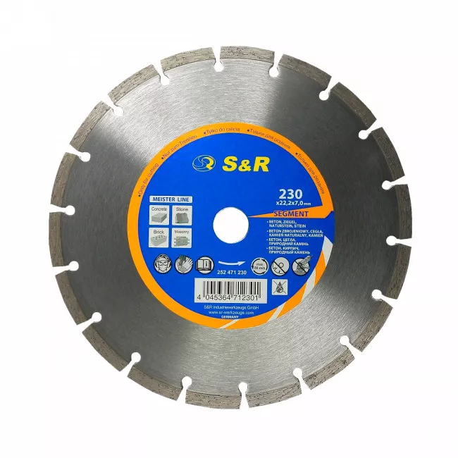 Круг алмазный сегментный S&R Meister 230x22.2 бетон cуx/мокр (252471230) Круг алмазный сегментный S&R Meister 230x22.2 бетон cуx/мокр (252471230)